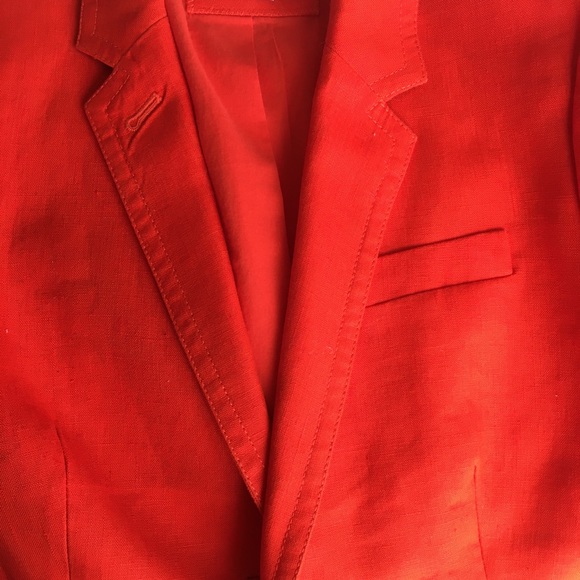 Red Orange Linen Blazer - Picture 5 of 6